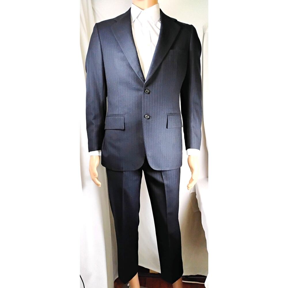 Vintage Botany 500 Daroff Mens Navy Pinstripe Suit 37R Union Made USA
